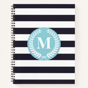 Cuaderno Monograma de la correa azul Laurel