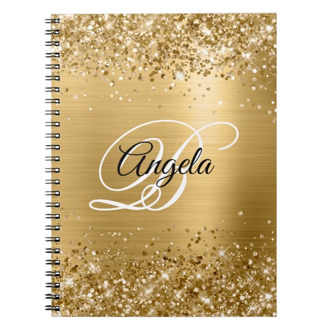 Cuaderno Monograma de la Fiebre Metálica de Oro Purpurinoso (Frente)