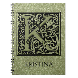 Cuaderno Monograma de la letra de la letra K primera