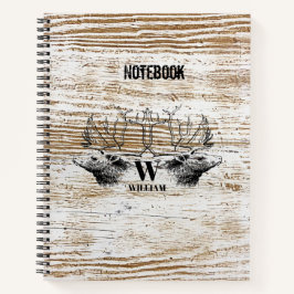 Cuaderno Monograma de la madera rústica de los ciervos