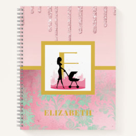 Cuaderno Monograma de la madre del Recién nacido verde de l