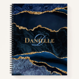 Cuaderno Monograma de la Marina Blue Gold Agate