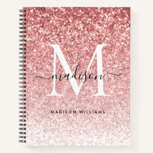 Cuaderno Monograma de la Moda de espuma del Purpurina rosa 