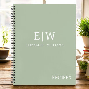 Cuaderno Monograma de la receta de Cookbook Green Sage Girl
