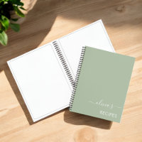 Monograma de la receta de Cookbook Green Sage Girl