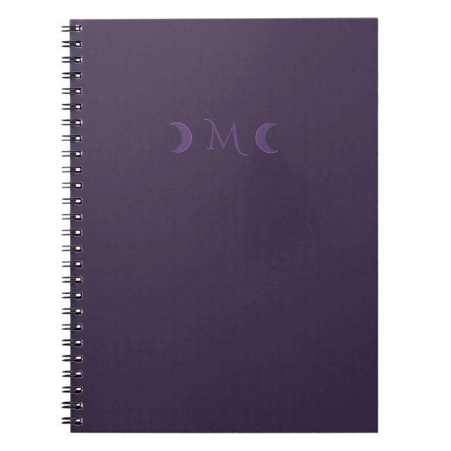 Cuaderno Monograma de las lunas de media luna violeta y tur (Frente)