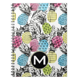 Cuaderno Monograma de las palmas el   del Grunge de la piñ