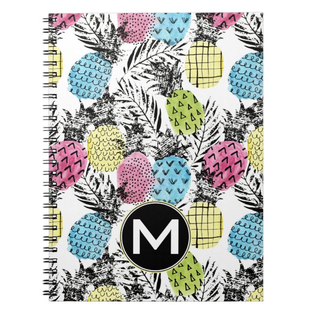 Cuaderno Monograma de las palmas el | del Grunge de la piña (Frente)