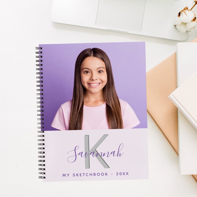Cuaderno Monograma de lavanda de fotos de personalizado de  (Subido por el creador)