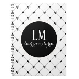 Cuaderno Monograma de lazo blanco y negro