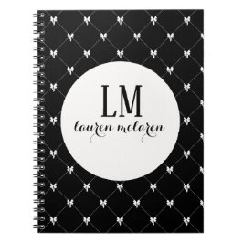 Cuaderno Monograma de lazo negro y blanco