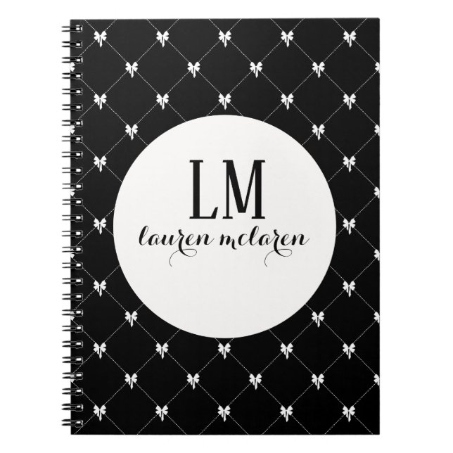 Cuaderno Monograma de lazo negro y blanco (Frente)