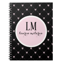 Cuaderno Monograma de lazo negro y rosa