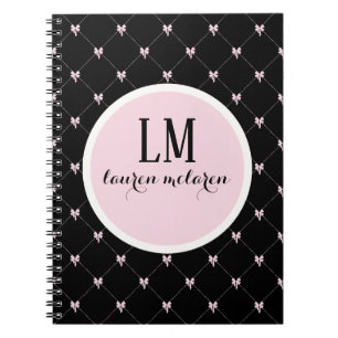 Cuaderno Monograma de lazo negro y rosa