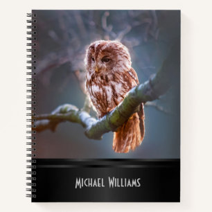 Cuaderno Monograma de lechuza nocturna