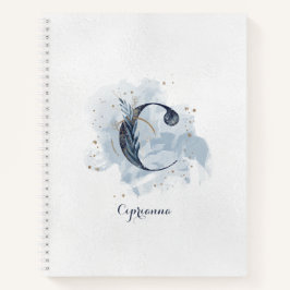 Cuaderno Monograma de letra C floral personal moderno azul 