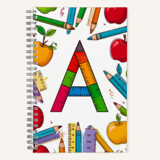 Cuaderno 📖 Monograma De Letra Colorida Escuela De Regreso 