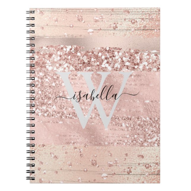 Cuaderno Monograma de letra con pinceladas de rosa oro sin  (Frente)