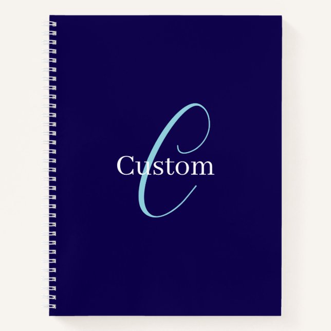 Cuaderno Monograma de letra cursiva editable azul violáceo (Anverso)