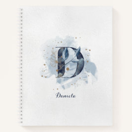 Cuaderno Monograma de letra D floral personalizado moderno 