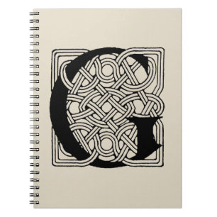 Cuaderno Monograma de letra G con nudo celta vintage