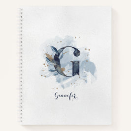 Cuaderno Monograma de letra G floral moderno personalizado 