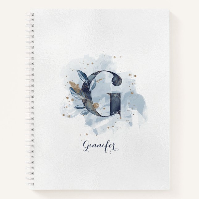 Cuaderno Monograma de letra G floral moderno personalizado  (Anverso)