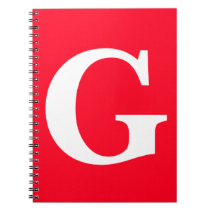 Cuaderno Monograma de letra inicial rojo blanco liso simple
