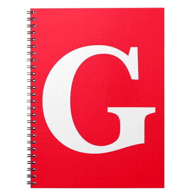 Cuaderno Monograma de letra inicial rojo blanco liso simple (Frente)