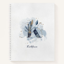 Cuaderno Monograma de letra K floral moderno personalizado 