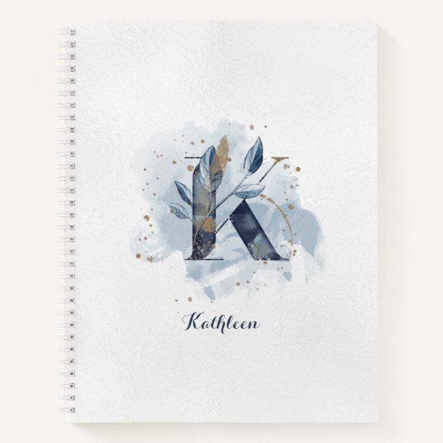 Cuaderno Monograma de letra K floral moderno personalizado  (Anverso)