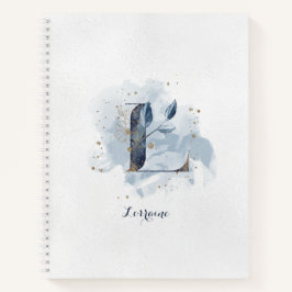 Cuaderno Monograma de letra L floral moderno personalizado 