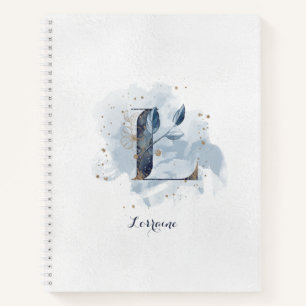 Cuaderno Monograma de letra L floral moderno personalizado