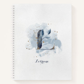 Cuaderno Monograma de letra L floral moderno personalizado 