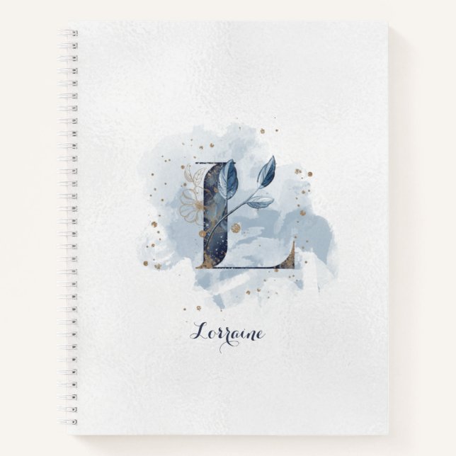 Cuaderno Monograma de letra L floral moderno personalizado  (Anverso)