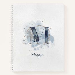 Cuaderno Monograma de letra M floral moderno personalizado 