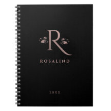 Monograma de letra R oro Rosa negro y falso moda