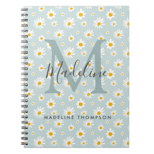 Cuaderno Monograma de letra script azul chic minimalista co