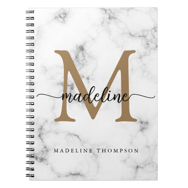 Cuaderno Monograma de letra script femenina de mármol moder (Frente)