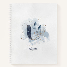 Cuaderno Monograma de letra U floral personalizado moderno 