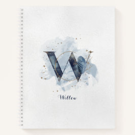 Cuaderno Monograma de letra W floral moderno personalizado 