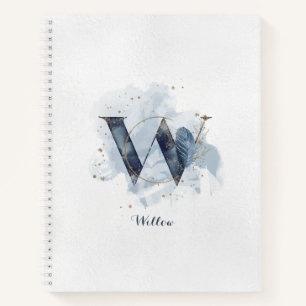 Cuaderno Monograma de letra W floral moderno personalizado