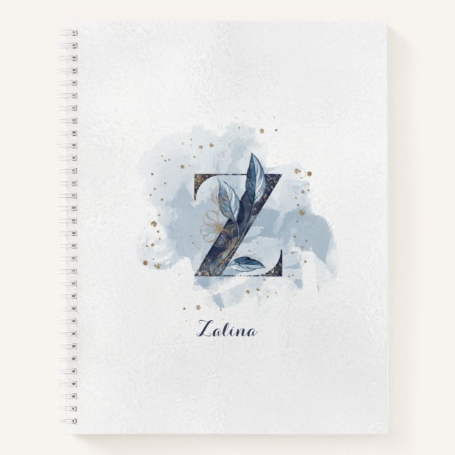 Cuaderno Monograma de letra Z floral moderno personalizado  (Anverso)
