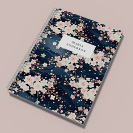 Cuaderno Monograma de líneas onduladas florales de Sakura
