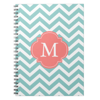 Cuaderno Monograma de los galones de la menta y del coral