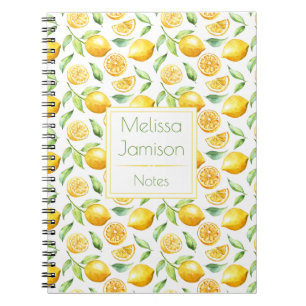 Cuaderno Monograma de los limones y de las hojas de la