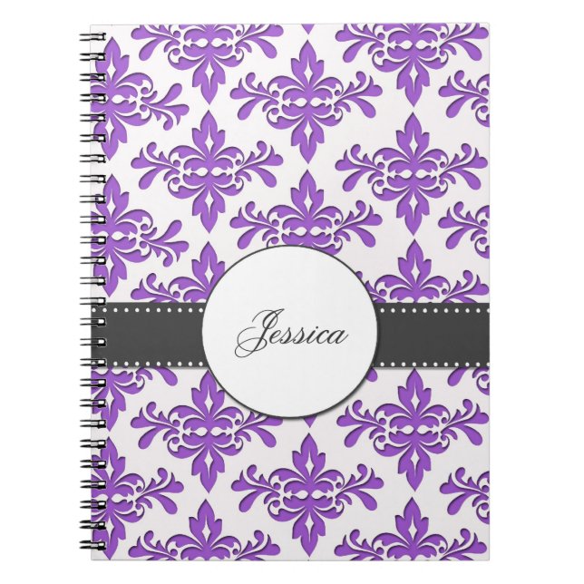 Cuaderno Monograma de lujo del damasco (Frente)
