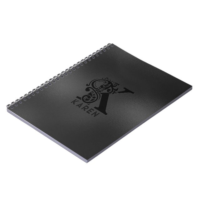 Cuaderno Monograma de lujo K sobre gris oscuro (Lado Izquierdo)