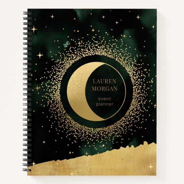 Cuaderno monograma de luna de oro de media luna (Anverso)