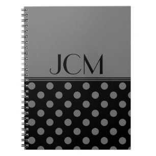 Cuaderno Monograma de lunares gris/negro